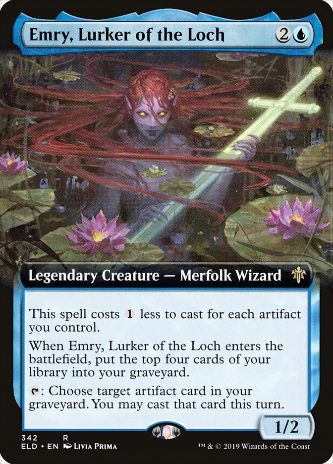 Emry, Lurker of the Loch (Extended Art, NM Foil) [Throne of Eldraine]