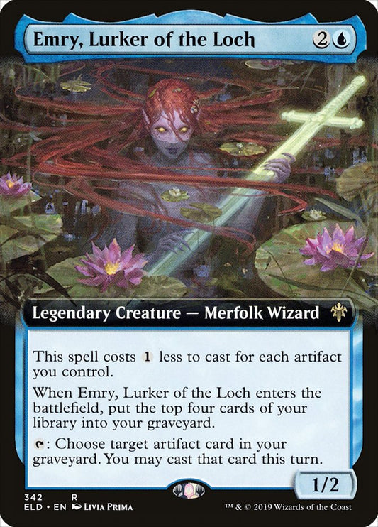 Emry, Lurker of the Loch (Extended Art, NM Foil) [Throne of Eldraine]