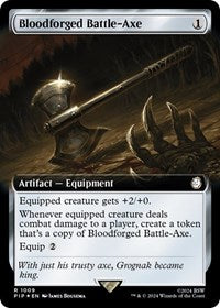 Bloodforged Battle-Axe (Extended Art) (Surge Foil) (NM Foil) [Fallout]