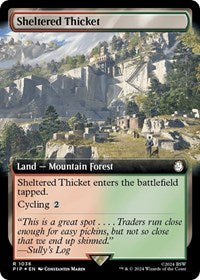 Sheltered Thicket (Extended Art) (Surge Foil) (NM Foil) [Fallout]