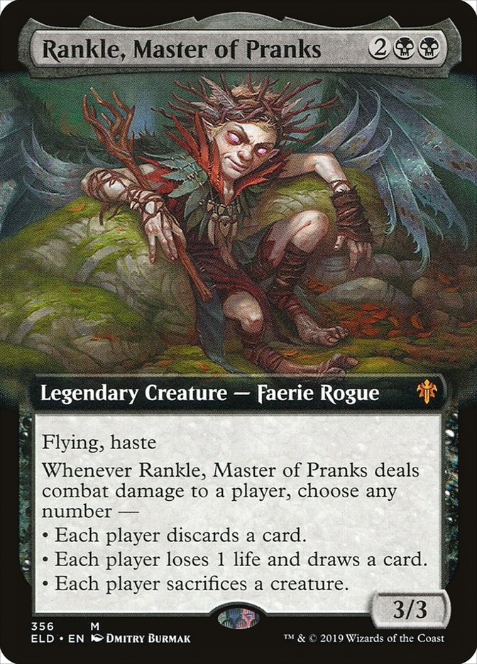 Rankle, Master of Pranks (Extended Art, NM Foil) [Throne of Eldraine]