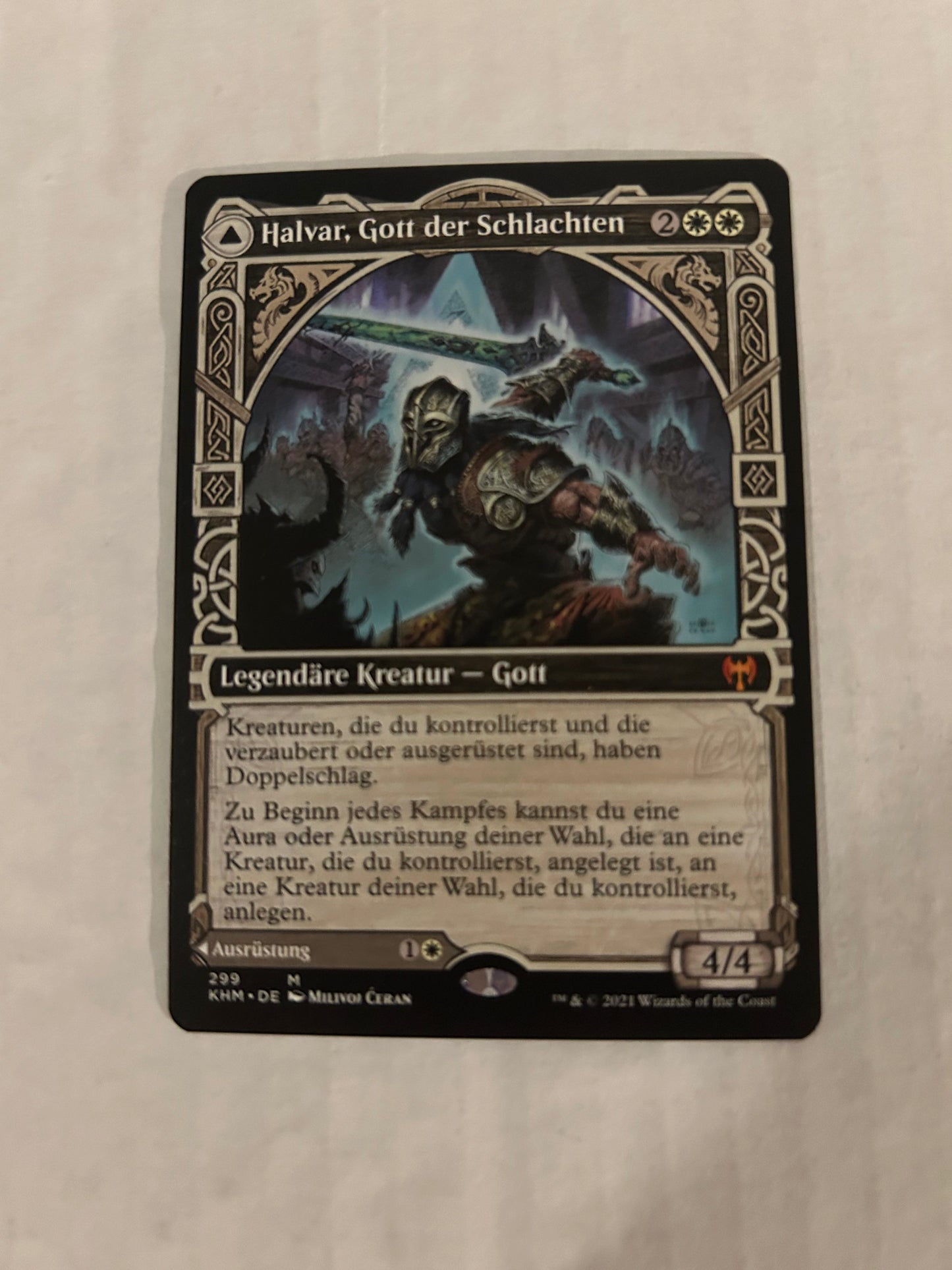 Halvar, God of Battle // Sword of the Realms (Showcase, German NM Nonfoil) [Kaldheim]