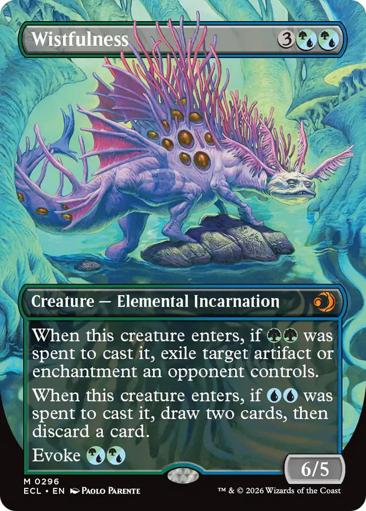 Wistfulness (Borderless, NM Foil) [Lorwyn Eclipsed]